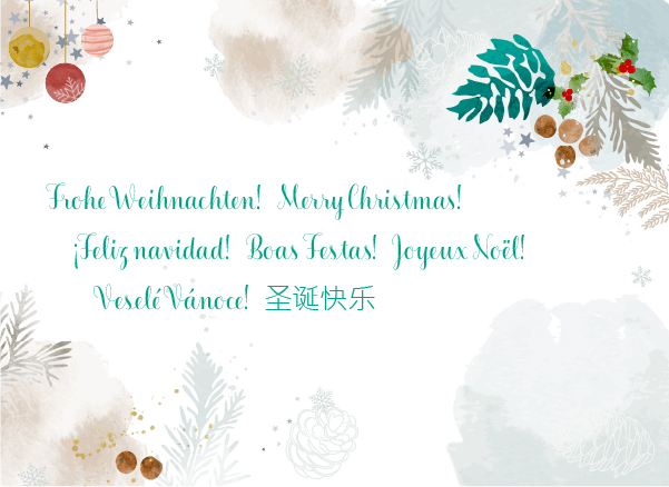 Merry Christmas wishes in various languages